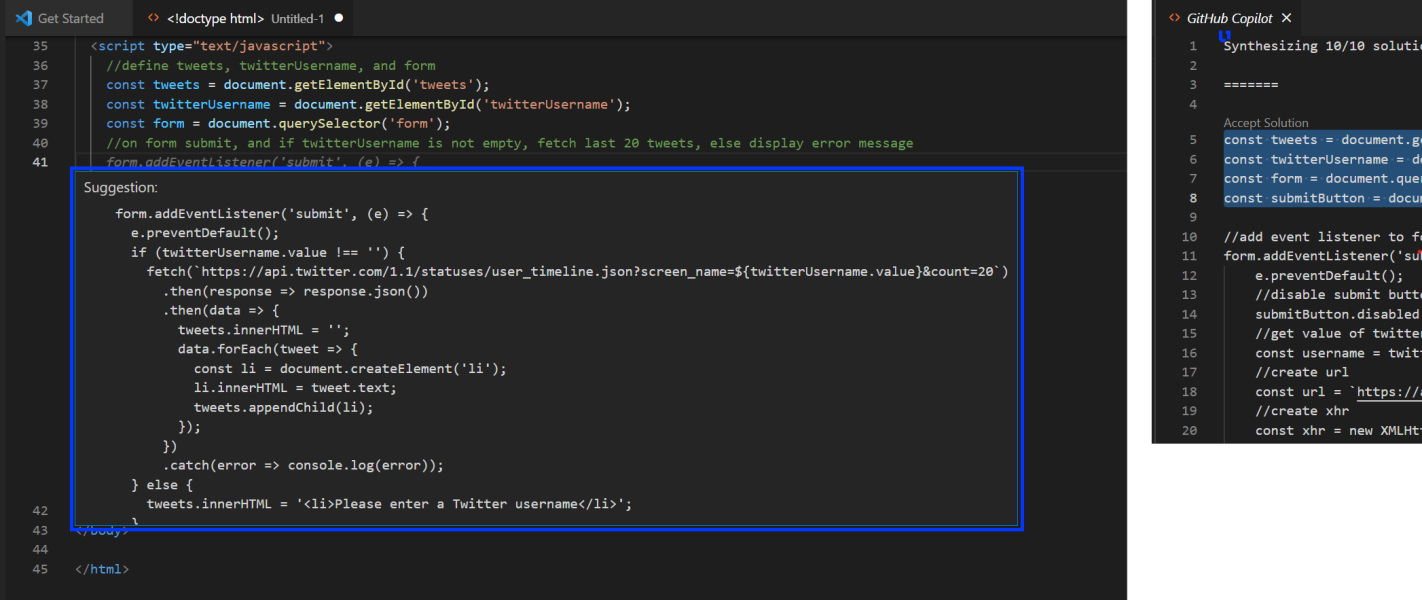 Write a comment and Copilot will handle the rest!